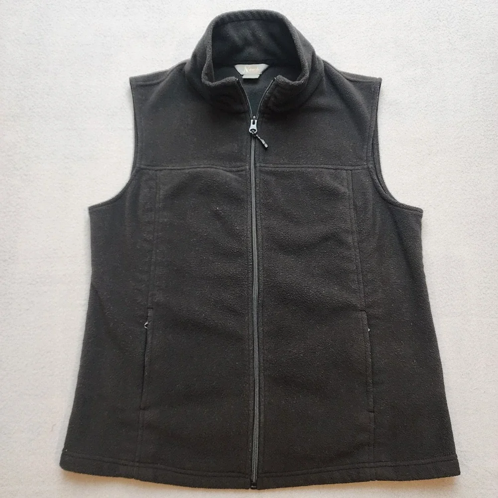 Natural Reflections Bass Pro Shops Men's M Black Fleece Vest Full Zip Outdoor
